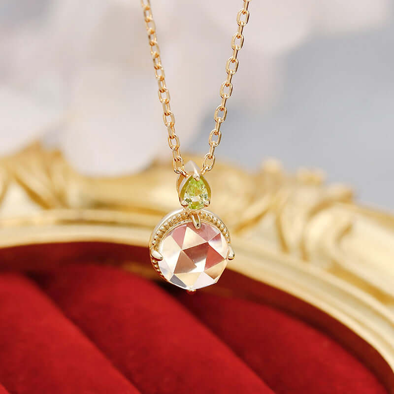 Gold Green Amethyst Necklace