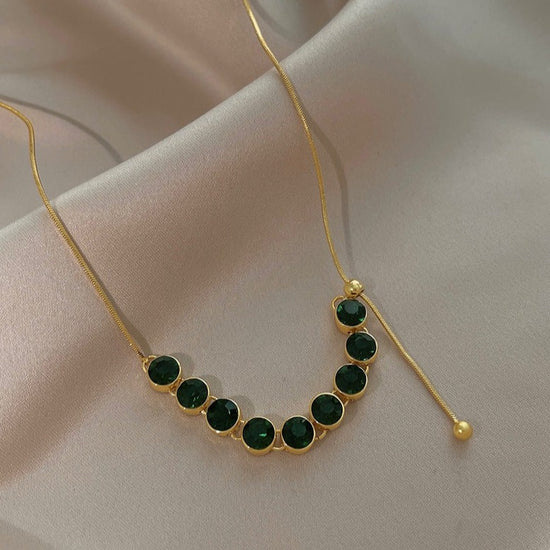 Gold Green CZ Necklace