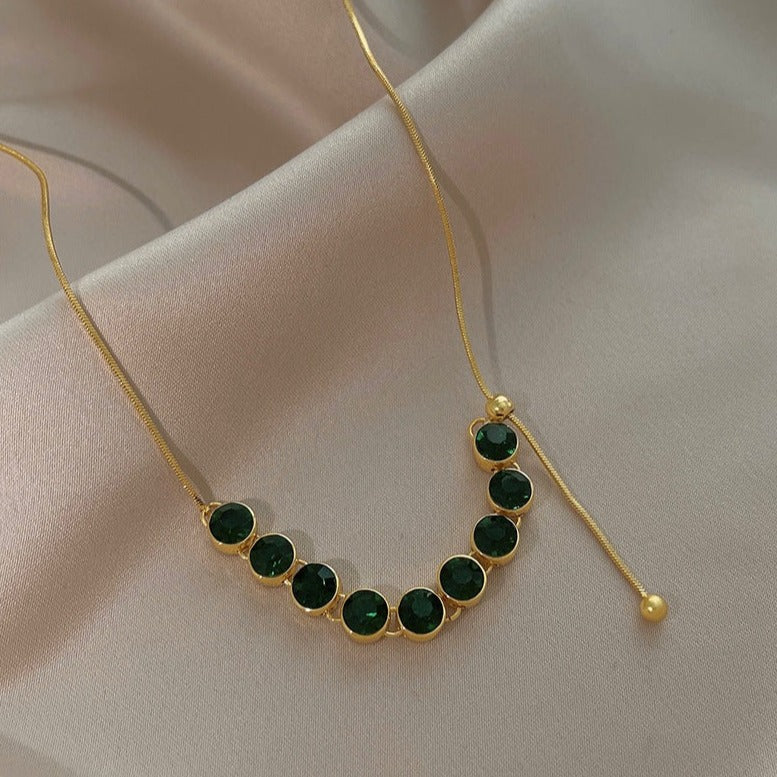 Gold Green CZ Necklace