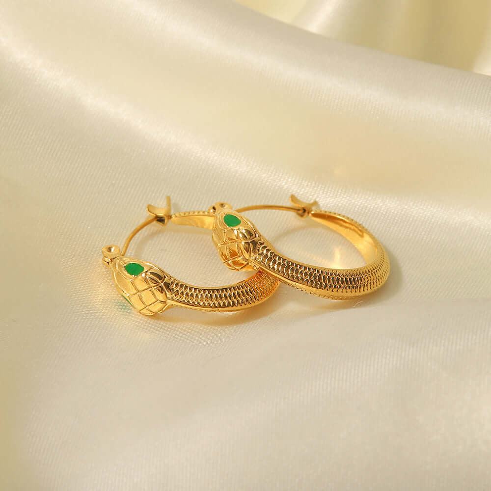 Gold Snake Hoop Earrings
