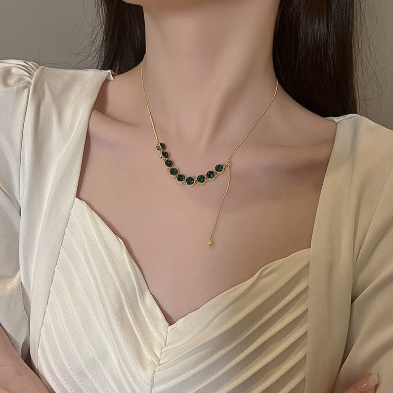 Gold Green Jewelry Necklace