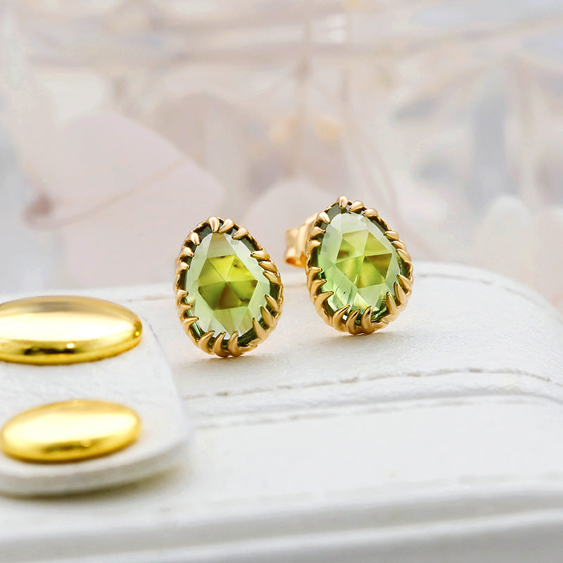 Gold Green Peridot Earrings