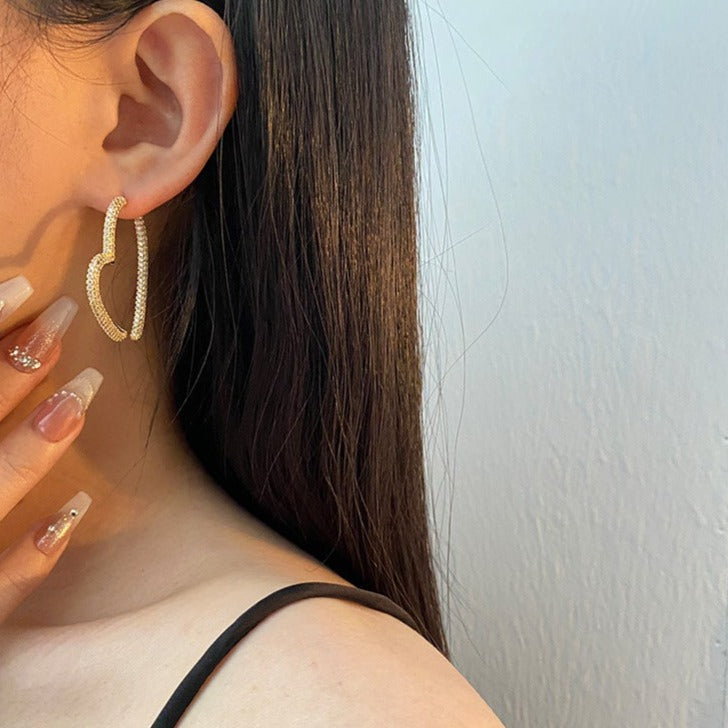 Gold Heart Hoop Earrings