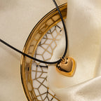 Gold Heart Simple Black Necklace