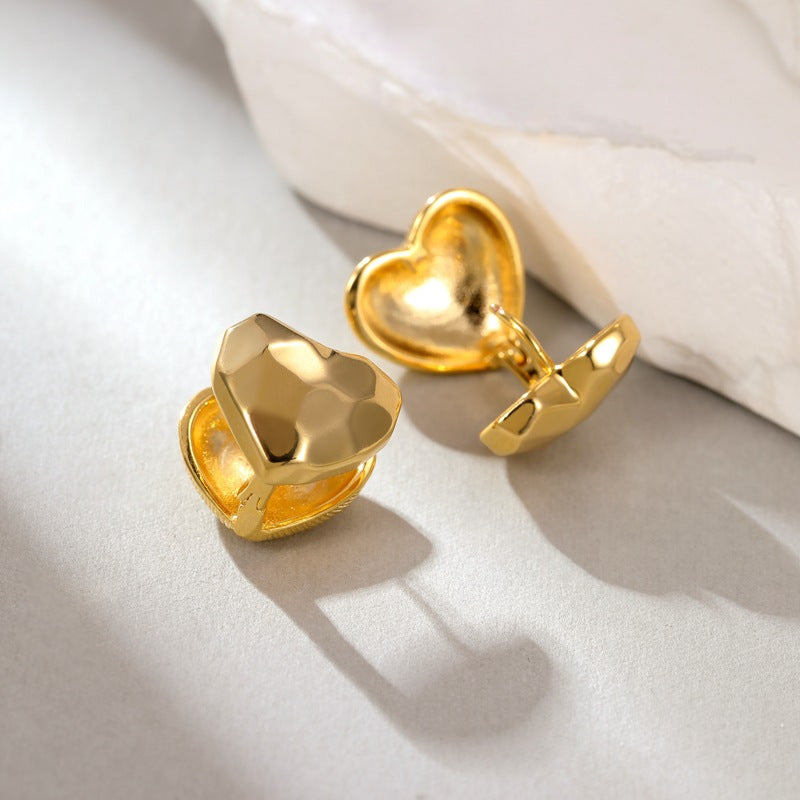 Gold Heart Stud Earrings