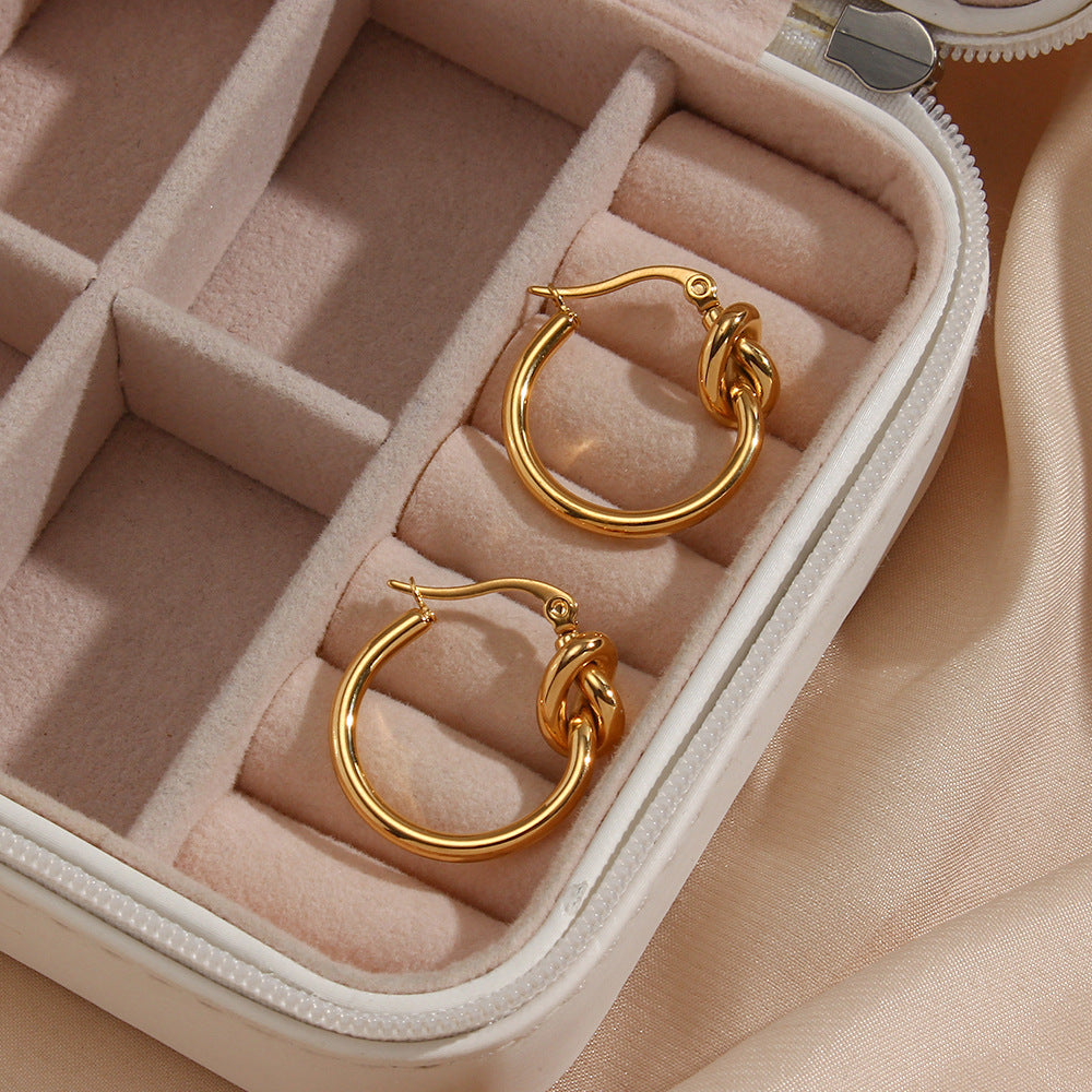 Gold Knot Hoop Earrings