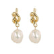 Gold Knot Pearl Dangle Earrings