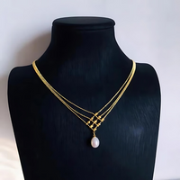 Gold Lace Pearl Layered Necklace