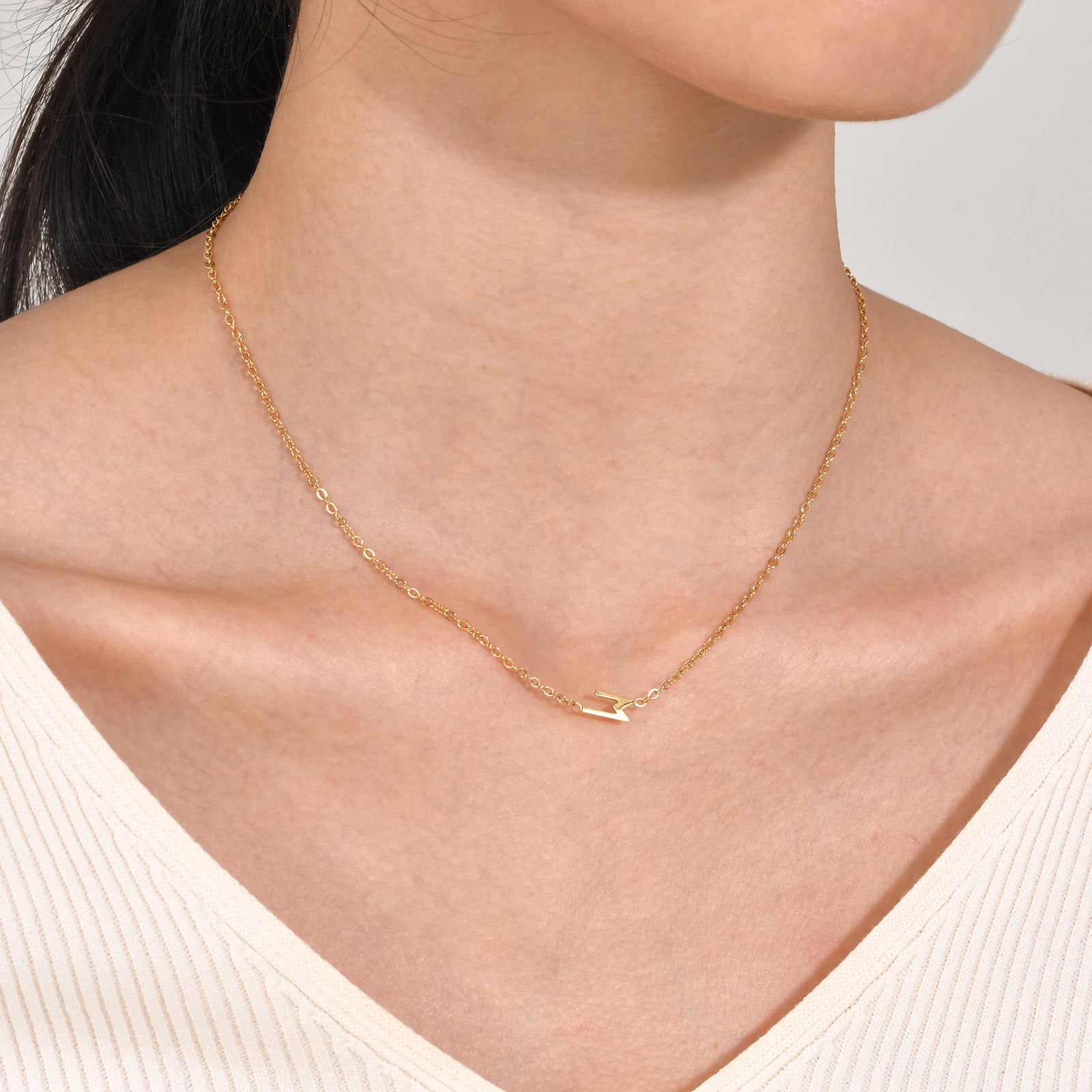 Gold M Pendant Necklace