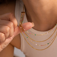 Gold Many Strand Colorful Beads Necklace