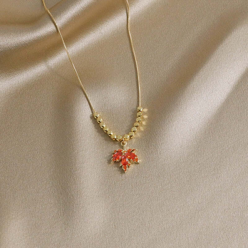 Gold Maple Leaf Pendant Necklace