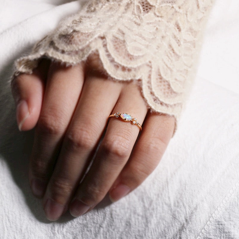 Gold Minimalist Opal Gemstone Ring