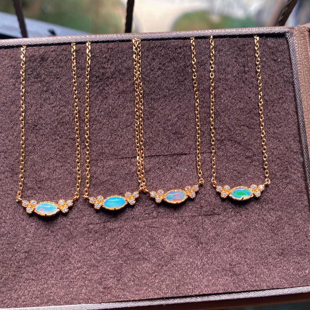 Gold Minimalist Opal Jewelry Necklace