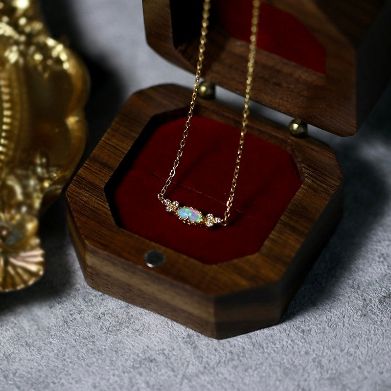 Gold Minimalist Opal Necklace