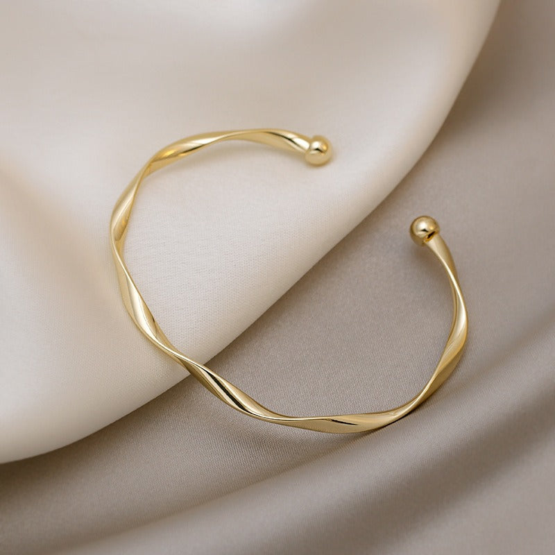 Gold Mobius Open Cuff Bangle