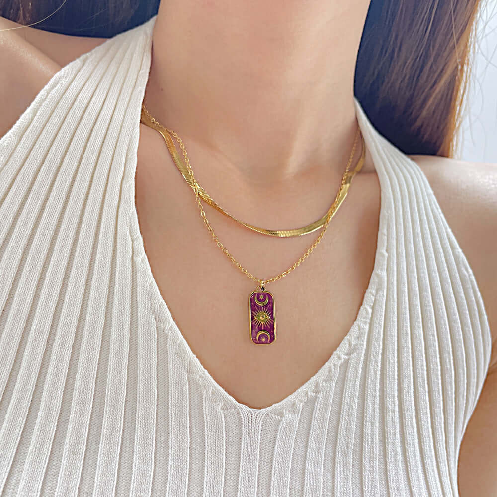 Gold Moon Star Layering Necklace