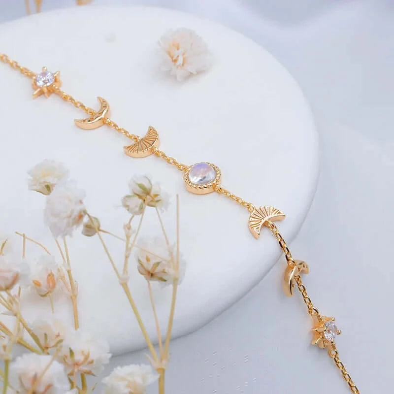 Gold Moonstone Diamond Bracelet