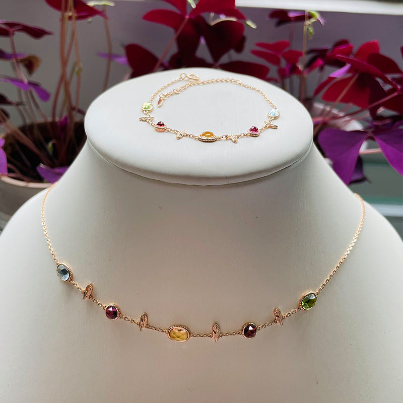 Gold Multi Gemstone Necklace