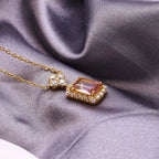Gold Natural Ametrine CZ Pendant Necklace