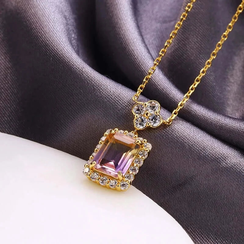 Gold Natural Ametrine Pendant Necklace