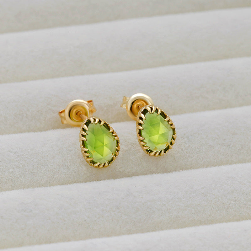 Gold Natural Peridot Earrings