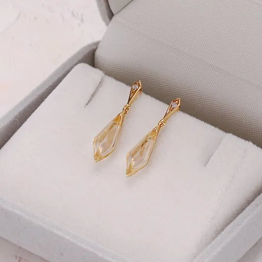 Gold Natural Quartz Earrings