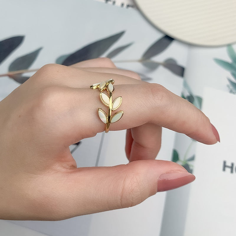 Gold Silver Olive Leaf Vine Ring