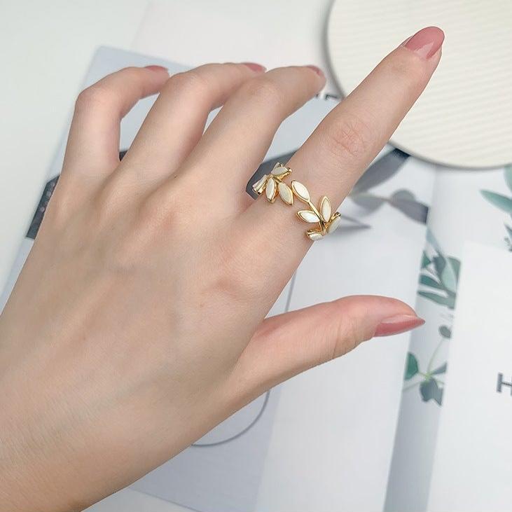 Gold Silver Olive Leaf Vine Ring