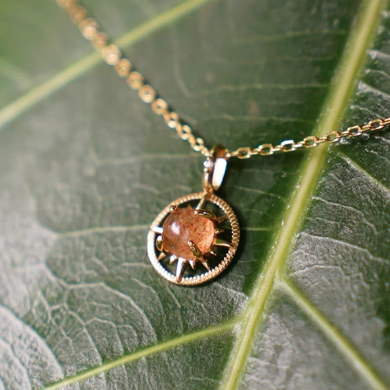 Gold Orange Sunstone Necklace