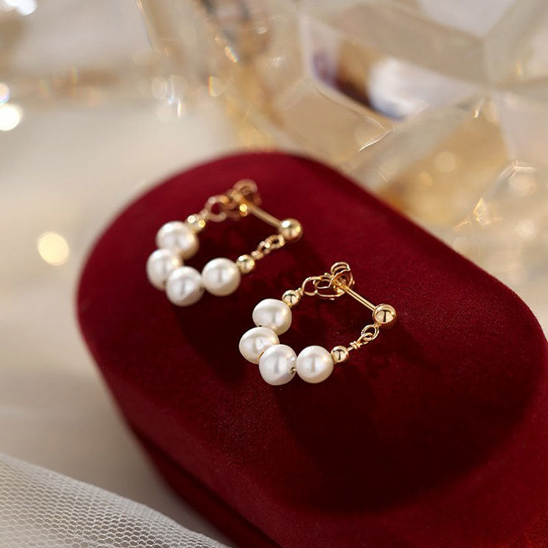 Gold Pearl Beads Earrings