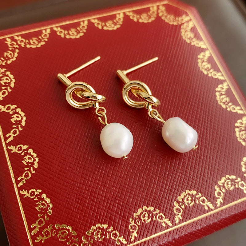 Gold Pearl Drop Earrings