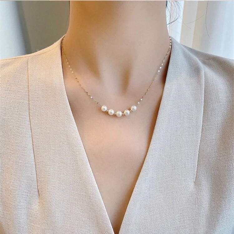 Gold Pearl Short Necklace