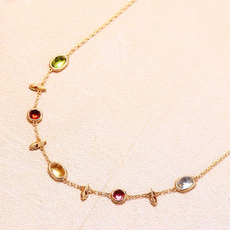 Gold Peridot Citrine Topaz Necklace