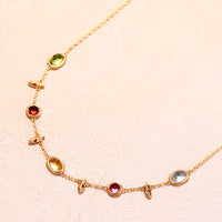 Gold Peridot Citrine Topaz Necklace