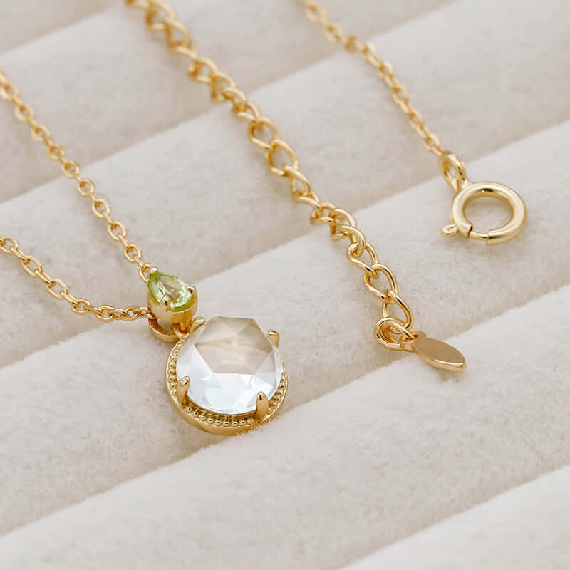 Gold Peridot Crystal Chain Necklace