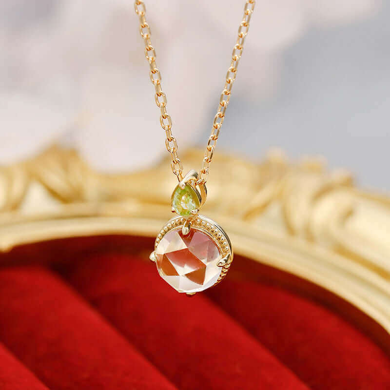 Gold Peridot Crystal Pendant Necklace