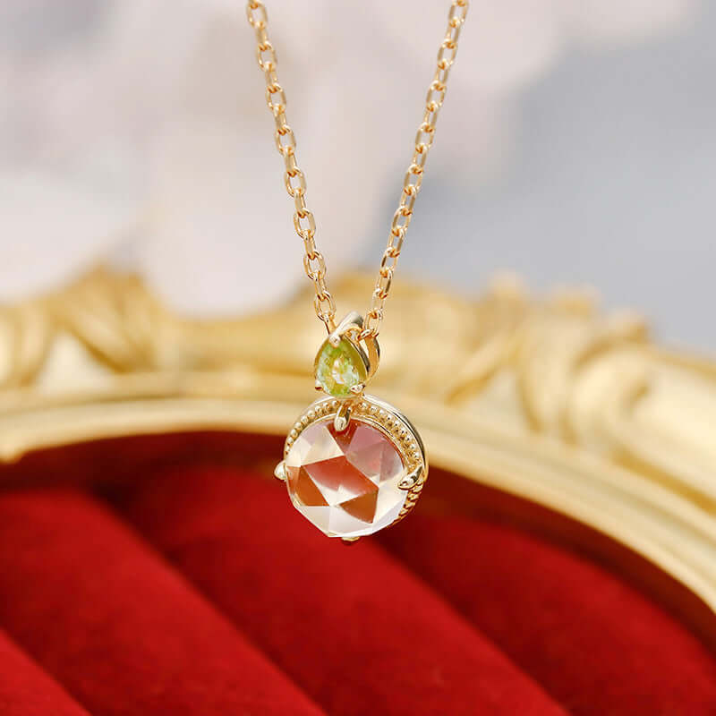 Gold Peridot Crystal Pendant Necklace