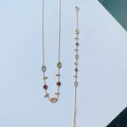 Gold Peridot Garnet Crystal Necklace