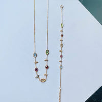 Gold Peridot Garnet Crystal Necklace