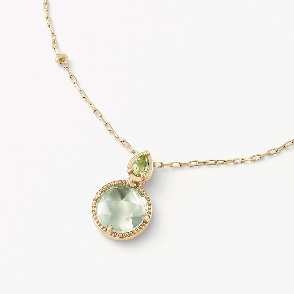 Gold Peridot Green Amethyst Necklace