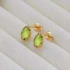 Gold Peridot Leo Earrings