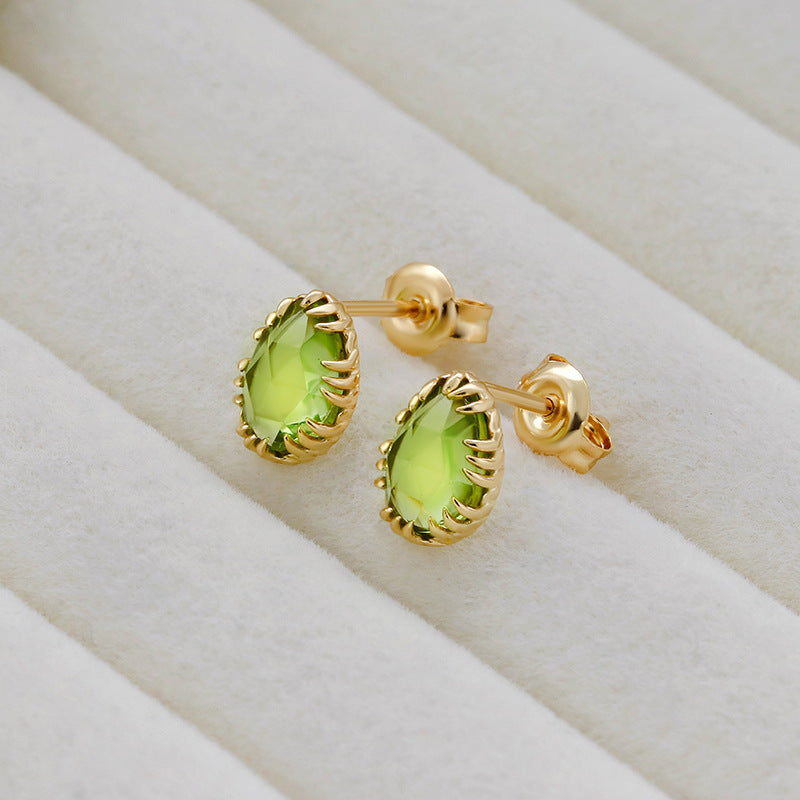 Gold Peridot Leo Earrings