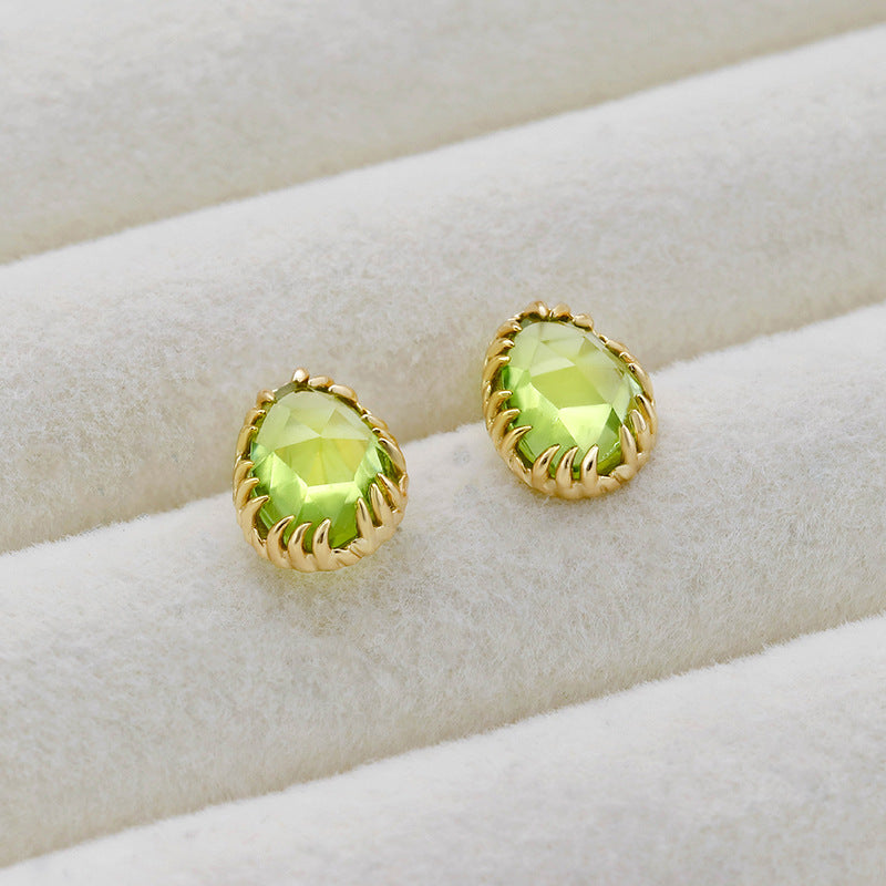 Gold Peridot Stud Earrings