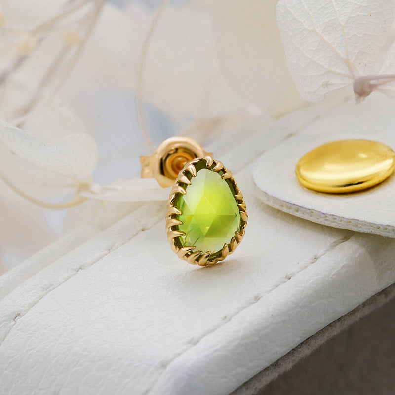 Gold Peridot Stud Leo Earrings