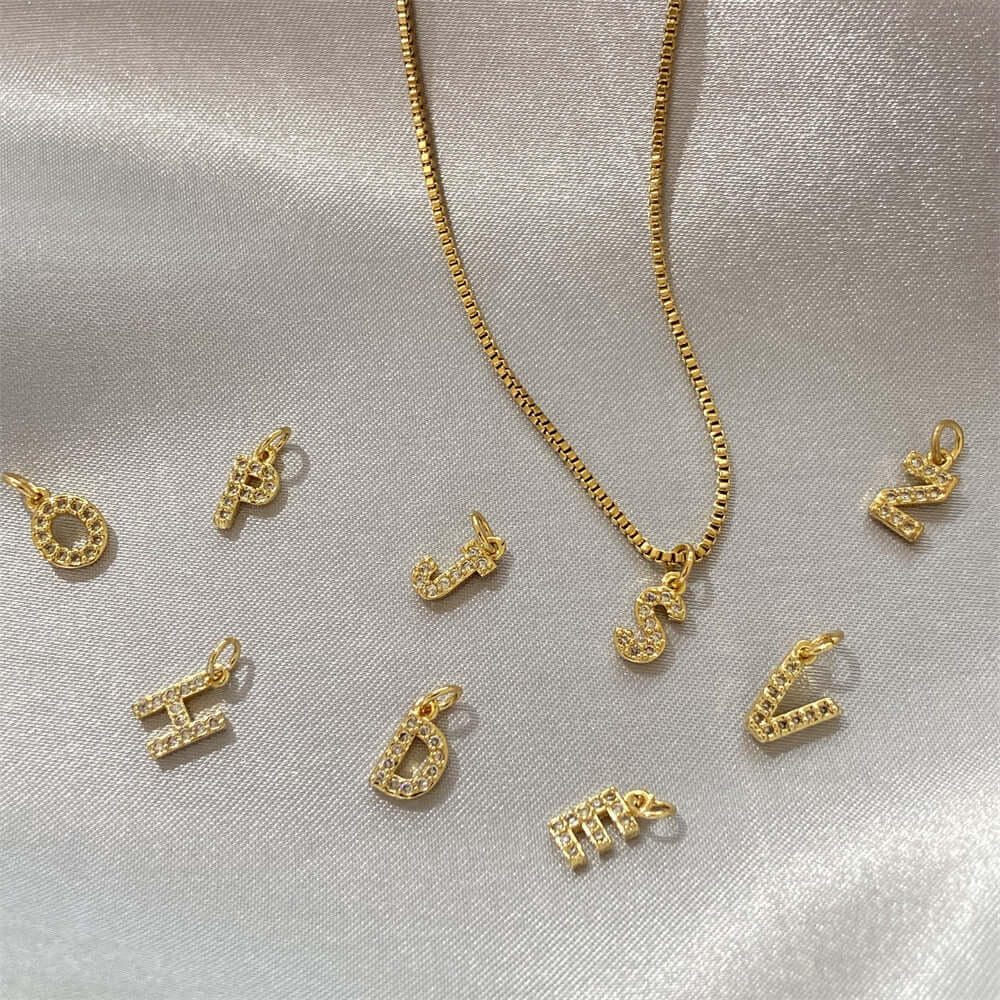 Gold Plated Alphabet Pendant Snake Necklace