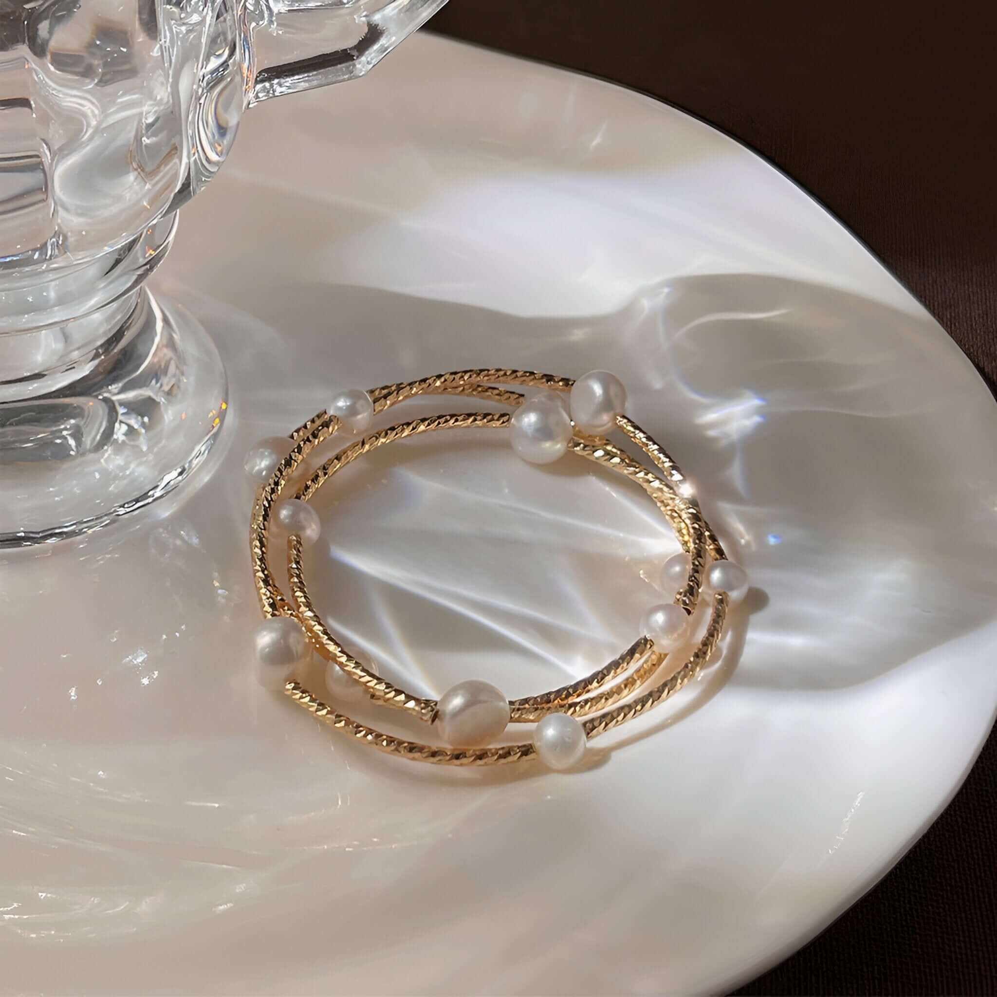 Gold Plated Baroque_Pearl_Layering_Bracelet