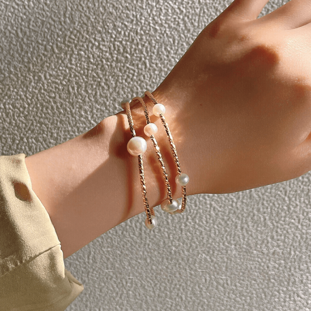 Gold Plated Baroque_Pearl_Layering_Bracelet