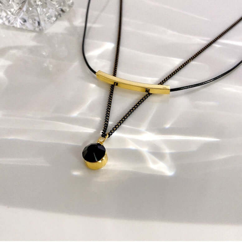 Gold Plated Black Layering Necklace