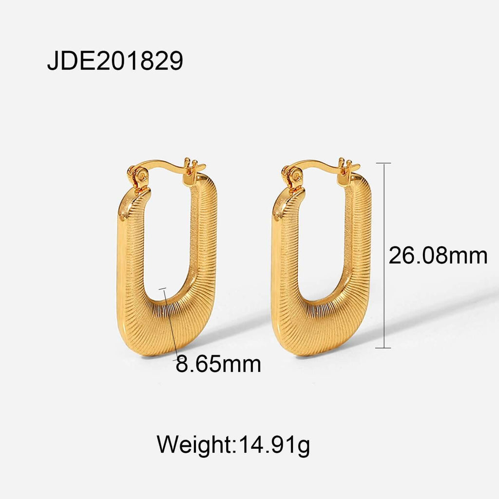 18K Gold Plated Chunky U Shape Hoop Earrings