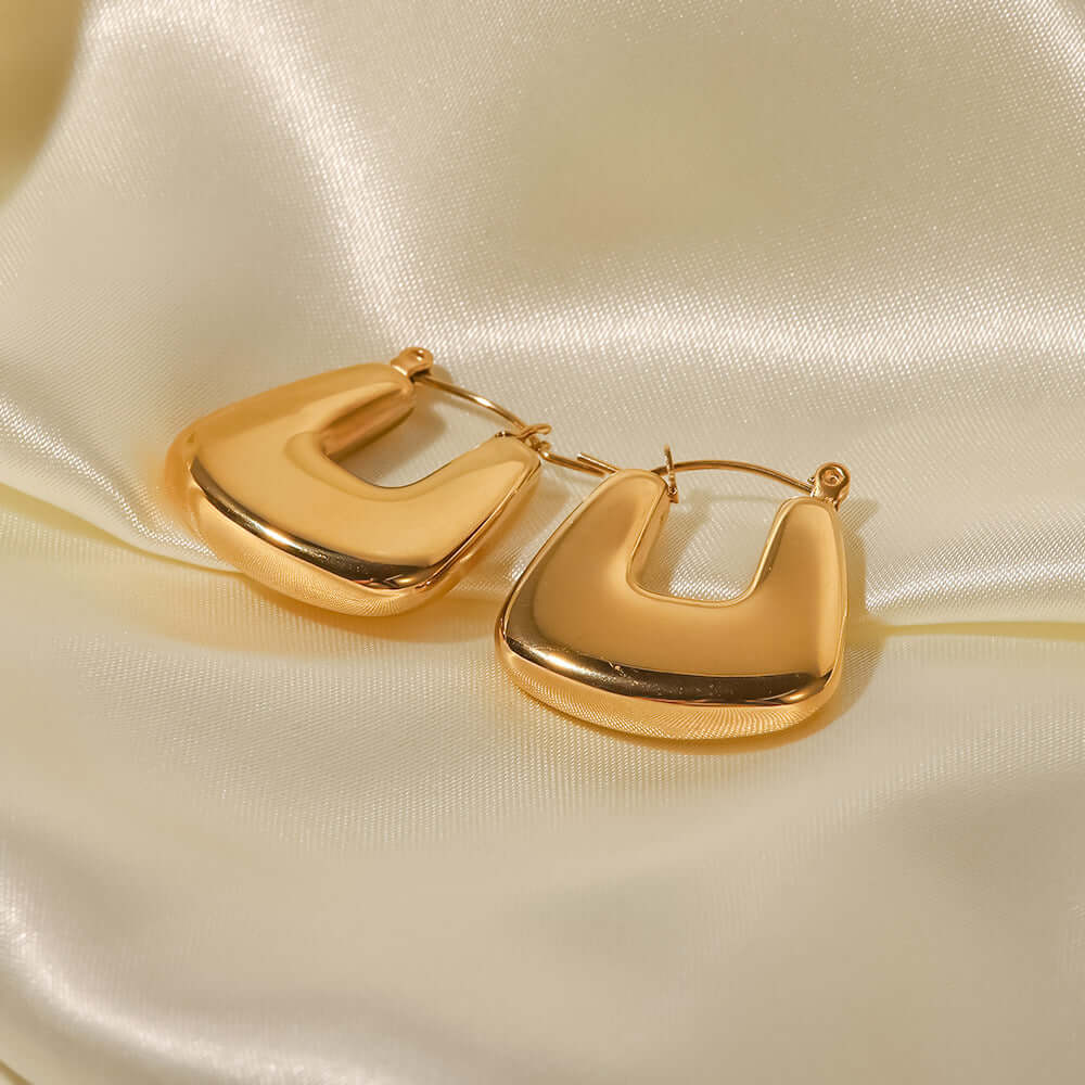 18K Gold Plated Bold U Shape Hoop Earrings